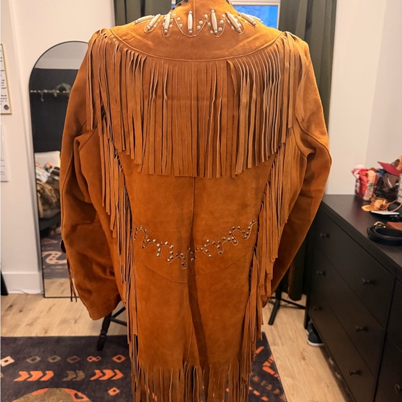 Vintage America Brown Fringed Leather Jacket - Picture 3 of 4
